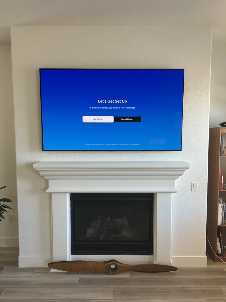 Above the fireplace