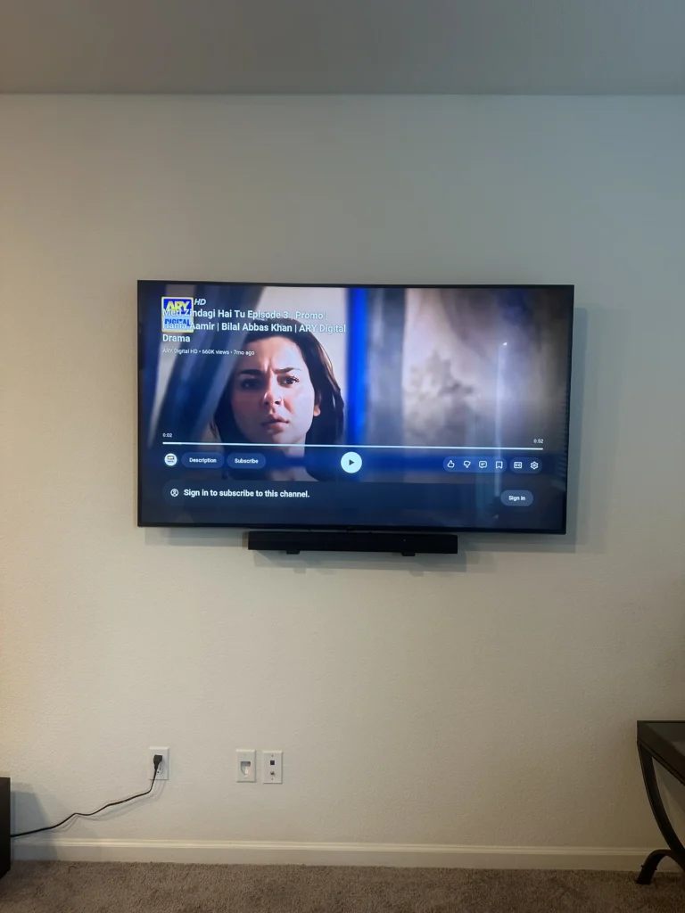 TV with a soundbar below